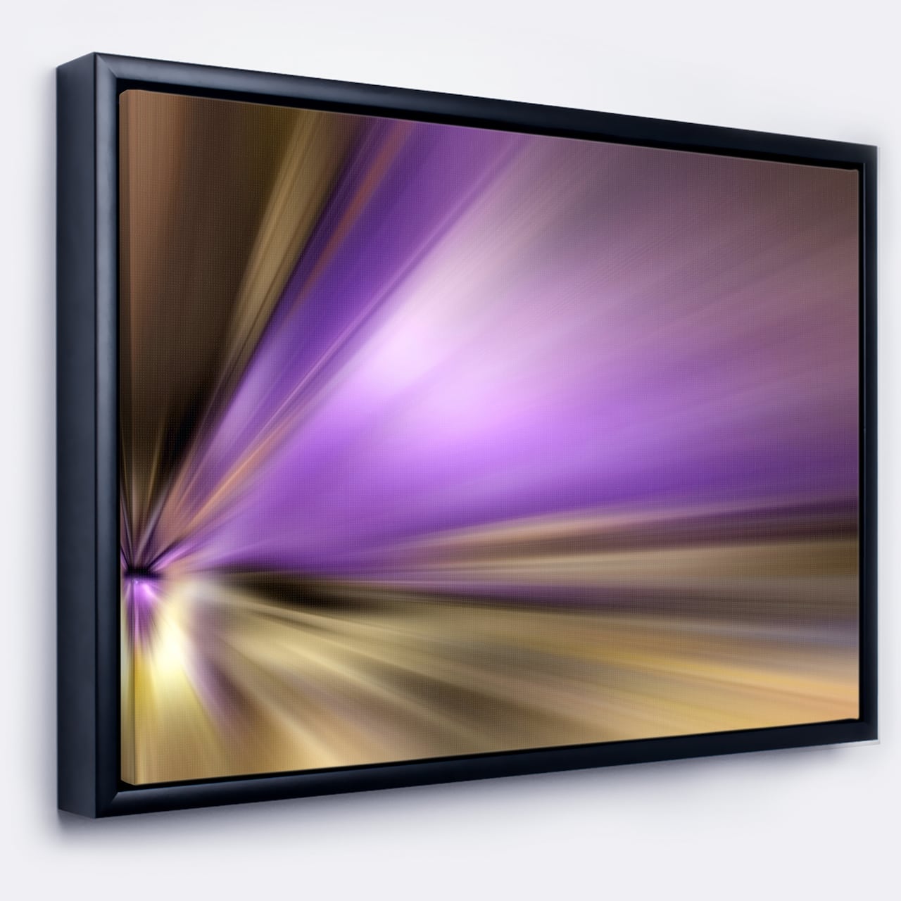 Designart - Bright Purple Shade Upward - Large Abstract Canvas Art in Black Frame